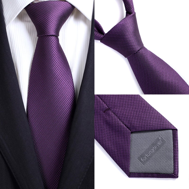 fortunatever Plum Purple Ties For Men,Mens Solid Necktie+Gift Box,58"Ã—3.35" - Image 3